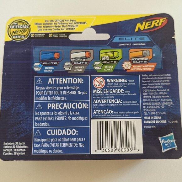 NWT Nerf 30X Elite Distance Foam Gun Blaster Darts Refill Pack Hasbro 85ft/26m - Picture 5 of 5